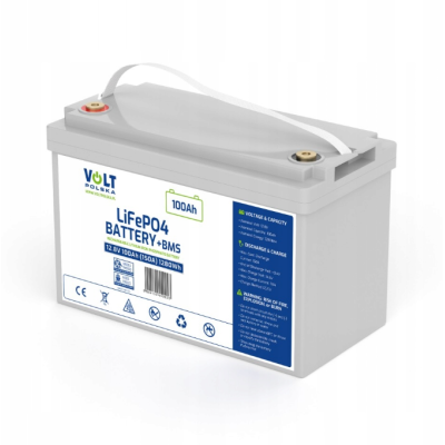 Акумулятор Volt Polska LiFePO₄ 12,8 V 100 Ah (150 A) + BMS + Bluetooth + нагрівальний мат
