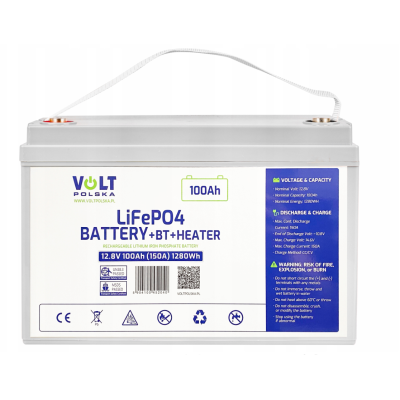 Акумулятор Volt Polska LiFePO₄ 12,8 V 100 Ah (150 A) + BMS + Bluetooth + нагрівальний мат
