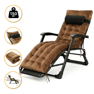 Розкладне крісло ліжко з оксамитовим матрацом LEOBRO Brown (LB-FCB-G4-BRN)