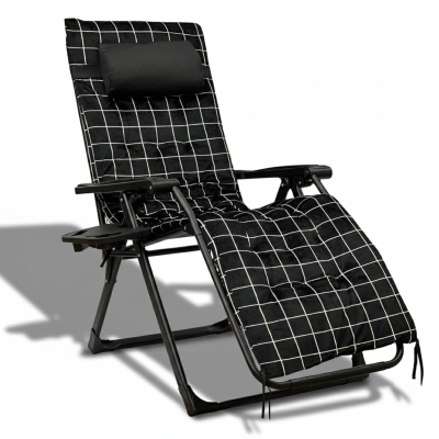 Розкладний посилений шезлонг до 150 кг LEOBRO Zero Gravity Premium Plus з велюровим матрацом (LB-ZGC-K3-GRY)