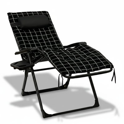 Розкладний посилений шезлонг до 150 кг LEOBRO Zero Gravity Premium Plus з велюровим матрацом (LB-ZGC-K3-GRY)