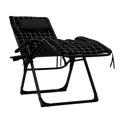 Розкладний посилений шезлонг до 150 кг LEOBRO Zero Gravity Premium Plus з велюровим матрацом (LB-ZGC-K3-GRY)