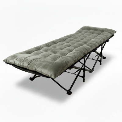 Розкладачка для туризму LEOBRO з товстим оксамитовим матрацом (LB-CC-L2-GRY)