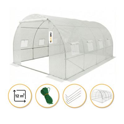 Велика садова теплиця 12м2 LEOBRO Біла армована (LB-G104-WHT)