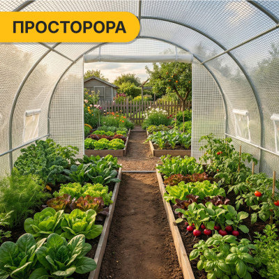 Велика садова теплиця 12м2 LEOBRO Біла армована (LB-G104-WHT) Велика садова теплиця 12м2 LEOBRO Біла армована (LB-G104-WHT)