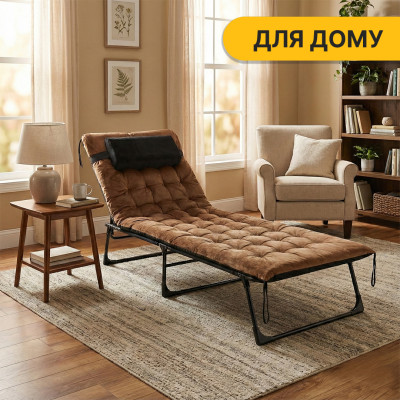 Розкладне ліжко (розкладачка) з оксамитовим матрацом і подушкою LEOBRO Brown (LB-FB-A3-BRN) Розкладне ліжко (розкладачка) з оксамитовим матрацом і подушкою LEOBRO Brown (LB-FB-A3-BRN)