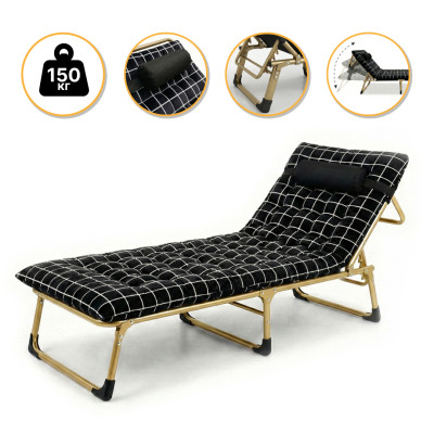 Розкладне ліжко (розкладачка) з оксамитовим матрацом і подушкою LEOBRO (LB-FB-B3-PAT)