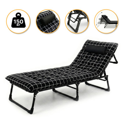 Розкладне ліжко (розкладачка) з оксамитовим матрацом і подушкою LEOBRO (LB-FB-A3-PAT)