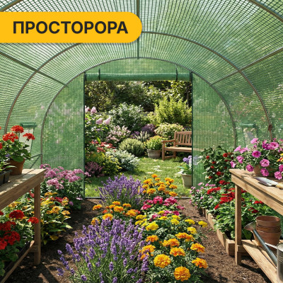 Посилена садова теплиця парник LEOBRO Garden 18м2 Green (LB-G107-GRN) Посилена садова теплиця парник LEOBRO Garden 18м2 Green (LB-G107-GRN)