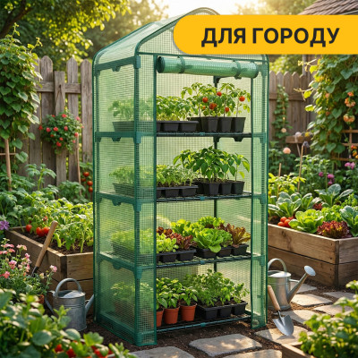 Стелаж-теплиця LEOBRO 159х69х49 см на 4 полиці Green (LB-G118)