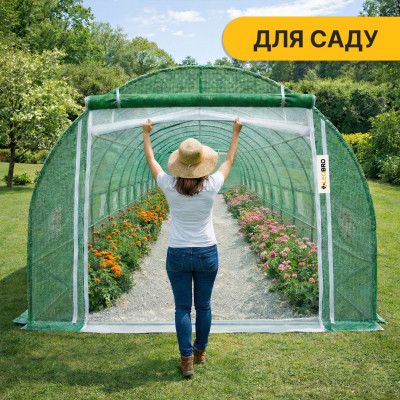 Посилена садова теплиця парник LEOBRO Garden 30м2 Green Mosquito Door (LB-G127-GRN)