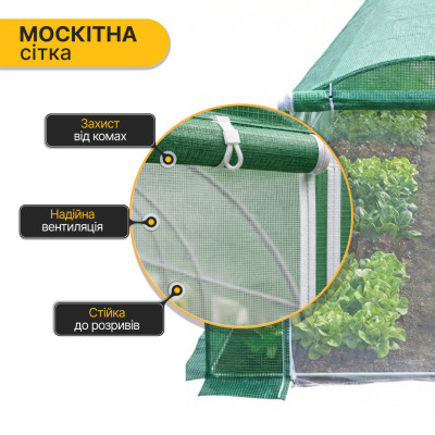 Посилена садова теплиця парник LEOBRO Garden 36м2 Green Mosquito Door (LB-G129-GRN)
