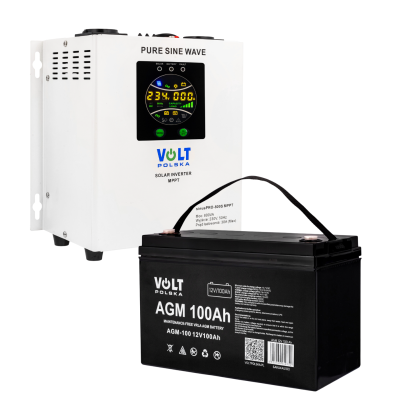 Комплект Гібридний ДБЖ/інвертор Volt Polska SINUS PRO 800 S + Акумулятор Volt Polska 100 Ah 12V