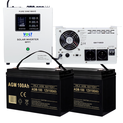 Комплект Volt Polska SINUS PRO 2500 S 24/230V 1800/2500W + 2 шт Акумулятор VOLT AGM 100Ah 12V
