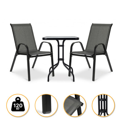 Комплект садових меблів LEOBRO Comfort 2 крісла + прямокутний столик (LB-1053)