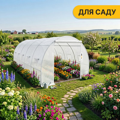 Посилена садова теплиця парник LEOBRO Garden 18м2 White (LB-18M25W) Посилена садова теплиця парник LEOBRO Garden 18м2 White (LB-18M25W)