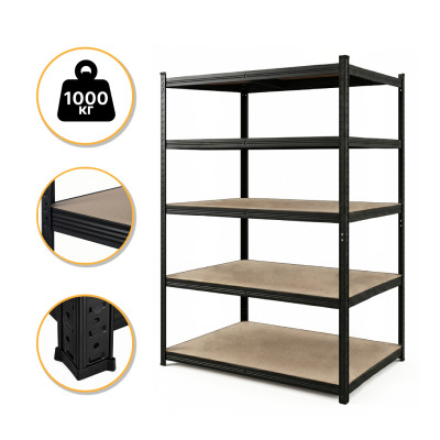 Стелаж LEOBRO Premium Black 180 х 100 х 60 см, 200кг/полиця, 5 полиць (LB-R130)