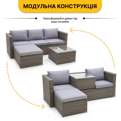 Комплект садових меблів LEOBRO Lounge Set 3-в-1 (LB-1057)