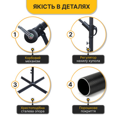 Складна садова парасоля з боковим подовжувачем LEOBRO Зелена (LB-1081)