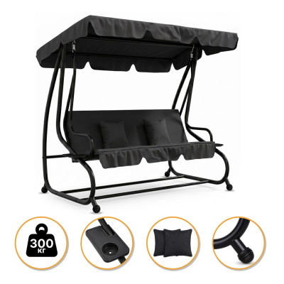 Велика гойдалка з подушками LEOBRO Luxury Black (LB-1041)