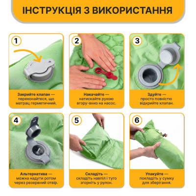 Надувний похідний килимок матрац LEOBRO Air Mat 190 x 60 см Green (LB-1095) Надувний похідний килимок матрац LEOBRO Air Mat 190 x 60 см Green (LB-1095)