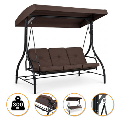 Садова гойдалка з товстим матрацом LEOBRO Luxury Pro Brown (LB-1045)