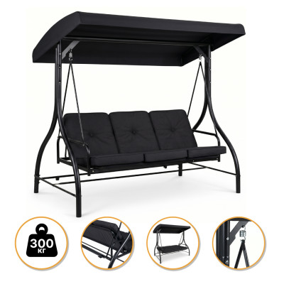 Садова гойдалка з товстим матрацом LEOBRO Luxury Pro Black (LB-1046)