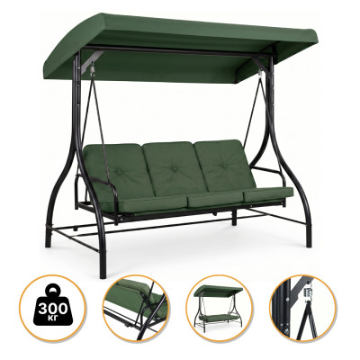 Садова гойдалка з товстим матрацом LEOBRO Luxury Pro Green (LB-1047)