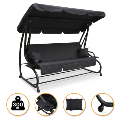 Велика гойдалка з подушками LEOBRO Luxury Plus Black (LB-1049)