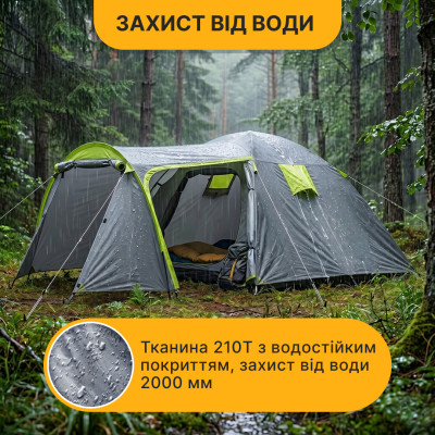 Готовий туристичний набір 4-місний: Намет LEOBRO Pro Camp Grey + 4 надувні килимки Air Mat 190x60 см Готовий туристичний набір 4-місний: Намет LEOBRO Pro Camp Grey + 4 надувні килимки Air Mat 190x60 см