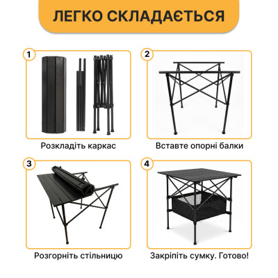 Комплект туристичний - стіл LEOBRO 52x52x50 см та 4 крісла Lite Green Комплект туристичний - стіл LEOBRO 52x52x50 см та 4 крісла Lite Green