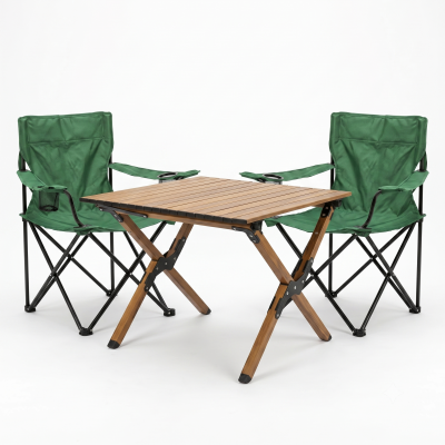 Комплект туристичний - стіл LEOBRO Camp M 59х59х38 см та 2 крісла Lite Green