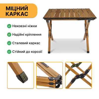 Комплект туристичний - стіл LEOBRO Camp M 59х59х38 см та 2 крісла Lite Green Комплект туристичний - стіл LEOBRO Camp M 59х59х38 см та 2 крісла Lite Green