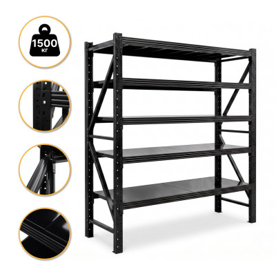 Металевий стелаж LEOBRO Premium Pro 200 х 200 х 50 см, 300кг/полиця, 5 полиць (LB-R131)