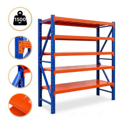 Металевий стелаж LEOBRO Premium Pro 200 х 200 х 50 см, 300кг/полиця, 5 полиць (LB-R133)