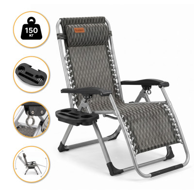 Посилений шезлонг до 150кг LEOBRO Zero Gravity Premium Plaid (LB-1140)