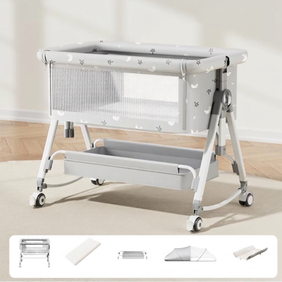 Дитяче ліжечко-трансформер LEOBRO Smart Crib Pro 5в1 Сіре (LB-1136)