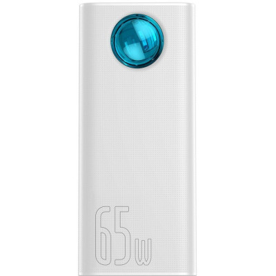 Зовнішній акумулятор (павербанк) Baseus Amblight Digital Display Quick Charge 65W 30000mAh White (PPLG-A02, PPLG000102)