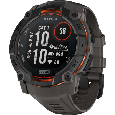 Смарт-годинник Garmin Instinct 3 50mm Solar Black with Charcoal Band (010-02935-00/40)