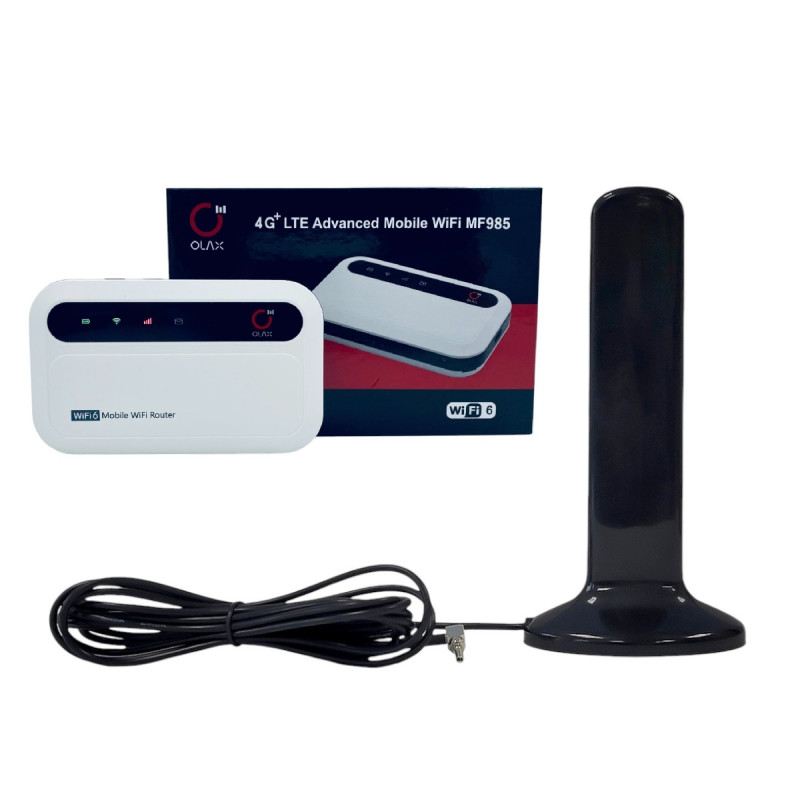 Комплект 4G LTE Wi-Fi роутер Olax MF985 + 4G автомобильная антенна MIMO CRC-9 2 х 16 dBi
