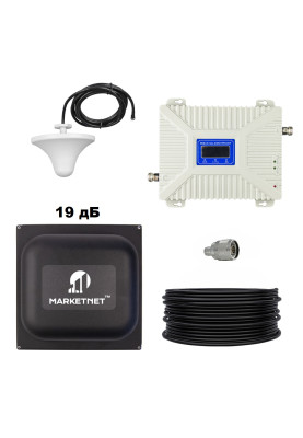 Комплект Репітер 3 діапазон 900 МГц (GSM, 3G, 4G)/1800 МГц (GSM, 4G)/2100 МГц (3G) підсилювач мобільного зв'язку та інтернету Aspor з антеною 19 дБ