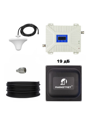 Комплект Репітер 2 діапазон 900 МГц (GSM, 3G, 4G) / 1800 МГц (GSM, 4G) підсилювач мобільного зв'язку та інтернету Aspor з антеною 19 дБ