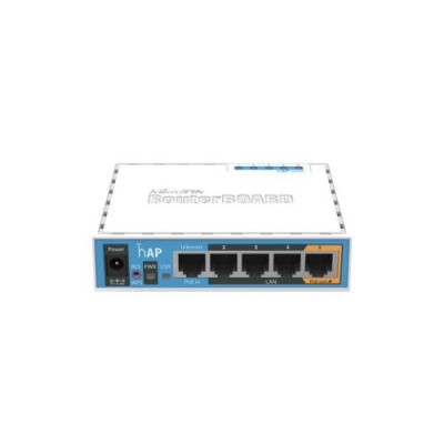 Роутер MikroTik RouterBOARD RB951Ui-2nD (hAP), White, WiFi (2.4GHz до 300 MB/s), 4xLan (1xPoE)/ 1xWan / 1xUSB2.0, 2 всеспрямовані вбуд. антени, 113 x 138 x 29 мм, AR9344, 600 MHz, 128Mb