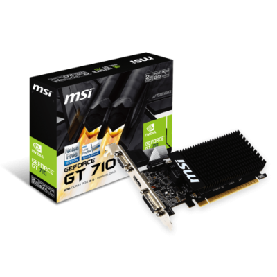Відеокарта GeForce GT710, MSI, 2Gb GDDR3, 64-bit, VGA/DVI/HDMI, 954/1600MHz, Silent (GT 710 2GD3H LP)