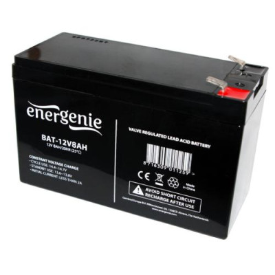 Акумуляторна батарея EnerGenie, 12V, 8 Агод, AGM, T2, 151x95x65 мм, 2.3 кг (BAT-12V8AH)