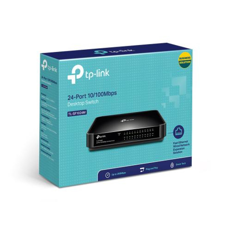 Комутатор TP-LINK TL-SF1024M, 24x10/100 Mb/s, пластмасовий корпус, некерований