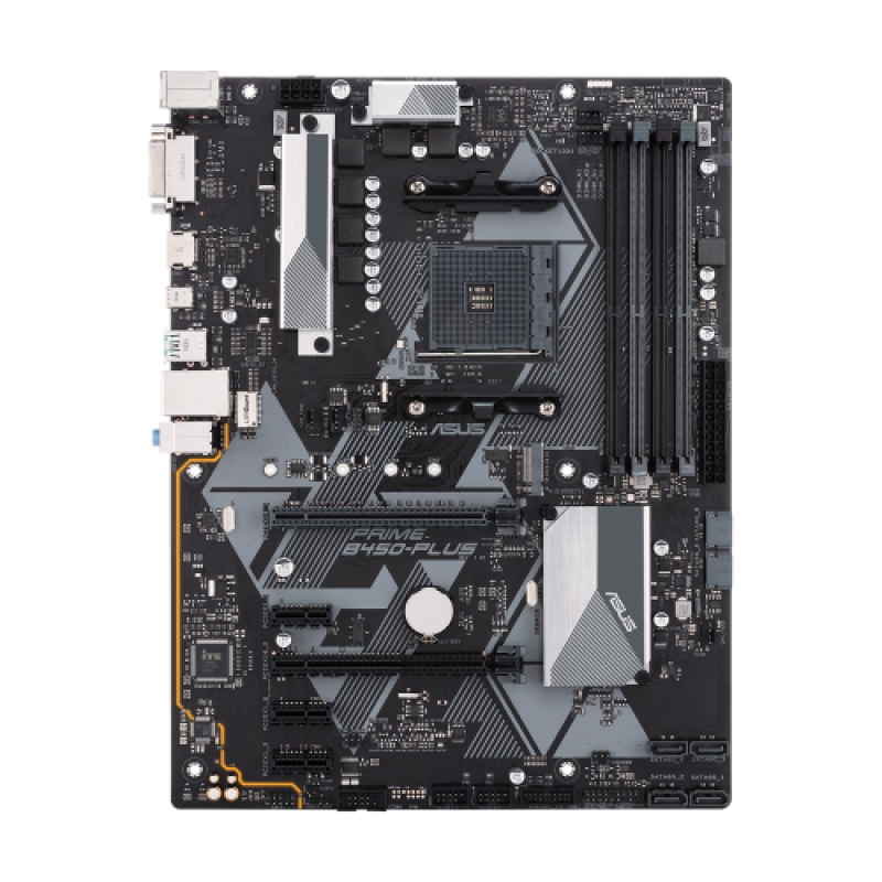 Мат.плата AM4 (B450) Asus PRIME B450-PLUS, B450, 4xDDR4, CrossFire, Int.Video(CPU), 6xSATA3, 1xM.2, 1xPCI-E 16x 3.0, 1xPCI-E 16x 2.0, 3xPCI-E 1x 2.0, ALC887-VD2, RTL8111H, 6xUSB3.1/8xUSB2.0, DVI-D/HDMI, ATX