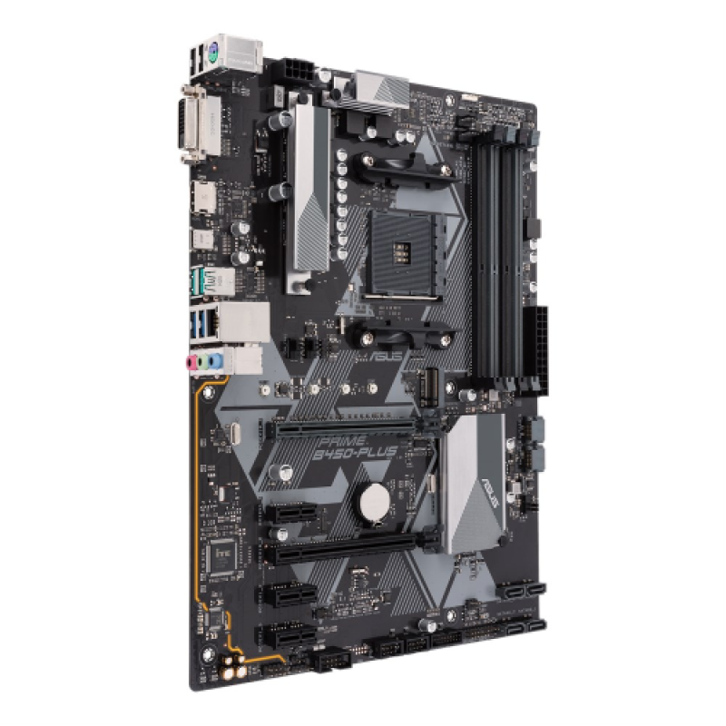Мат.плата AM4 (B450) Asus PRIME B450-PLUS, B450, 4xDDR4, CrossFire, Int.Video(CPU), 6xSATA3, 1xM.2, 1xPCI-E 16x 3.0, 1xPCI-E 16x 2.0, 3xPCI-E 1x 2.0, ALC887-VD2, RTL8111H, 6xUSB3.1/8xUSB2.0, DVI-D/HDMI, ATX