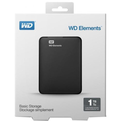 Зовнішній жорсткий диск 1Tb Western Digital Elements Portable, Black, 2.5", USB 3.2 (Gen 1) (WDBUZG0010BBK-WESN)