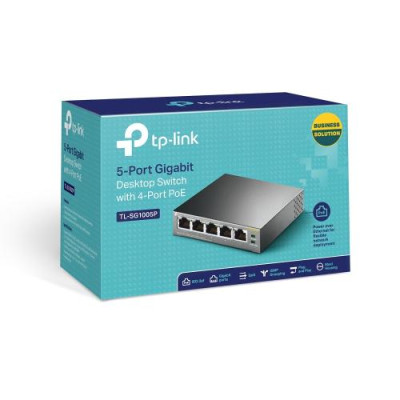Комутатор TP-LINK TL-SG1005P 5 LAN 10/100/1000 Mb, некерований, металевий корпус